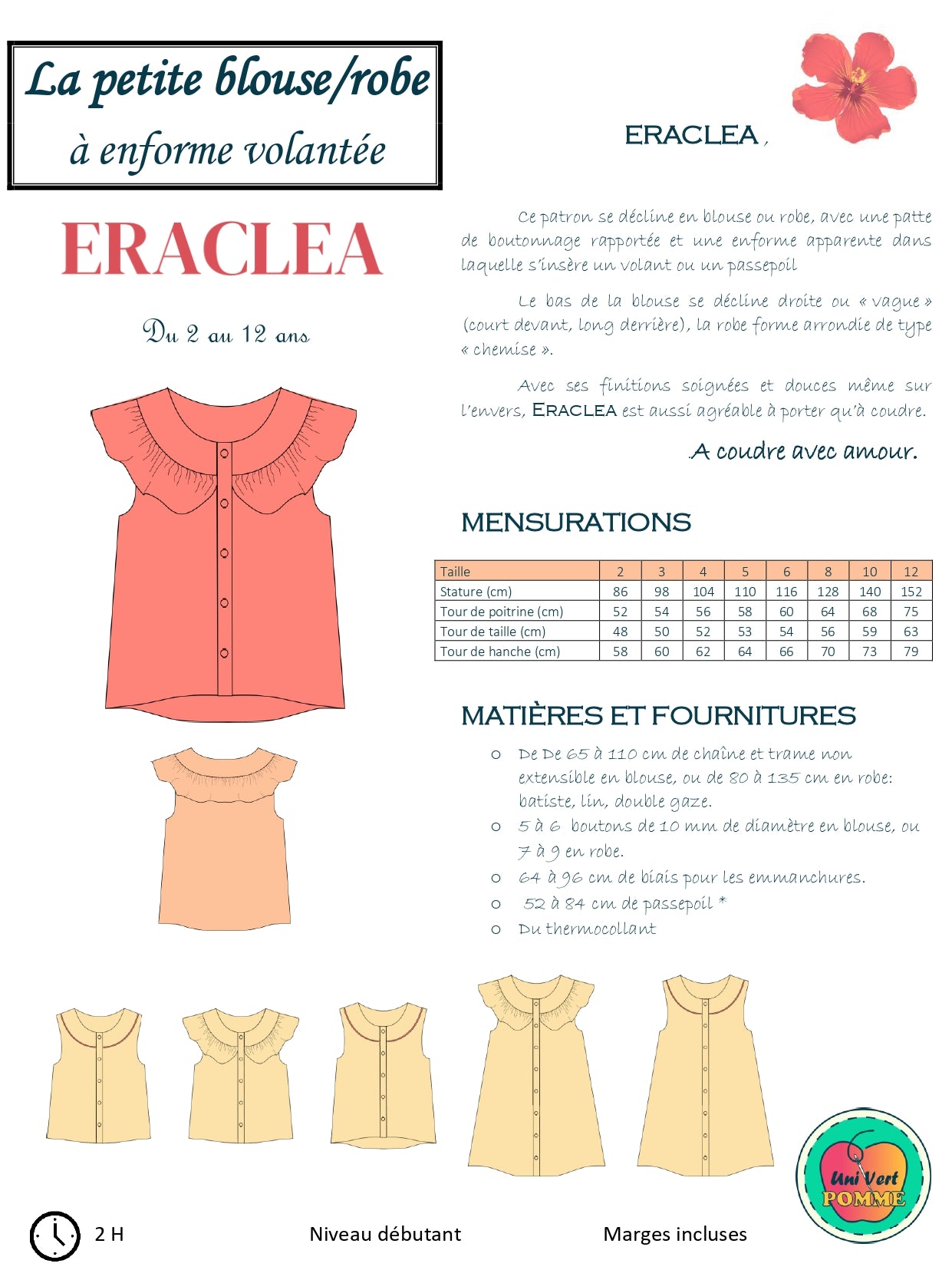 Patron Blouse/robe ERACLEA